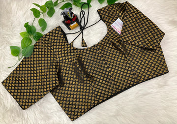 Front opening Black brocade blouse