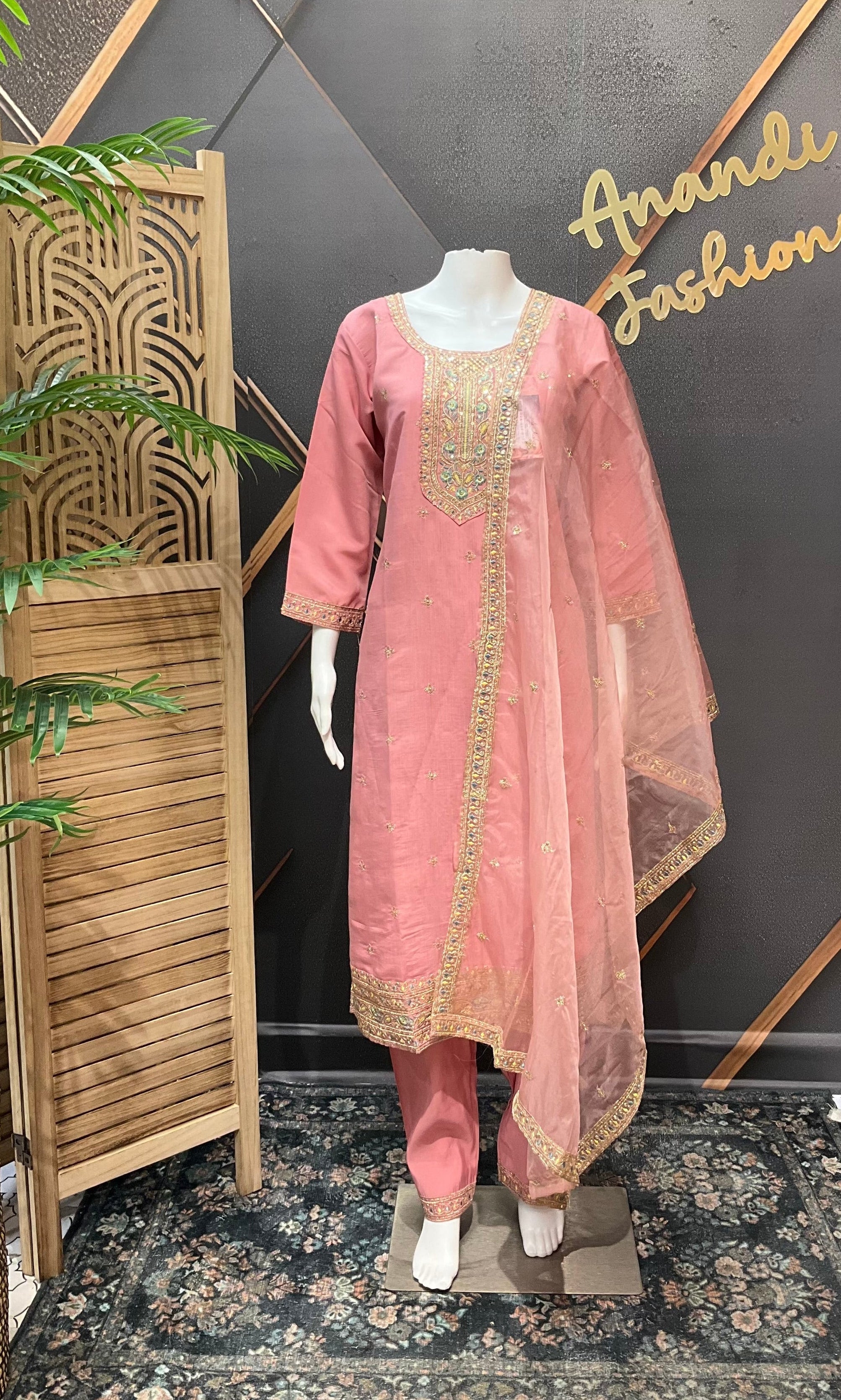 Pastel Pink Party Wear Kurti set