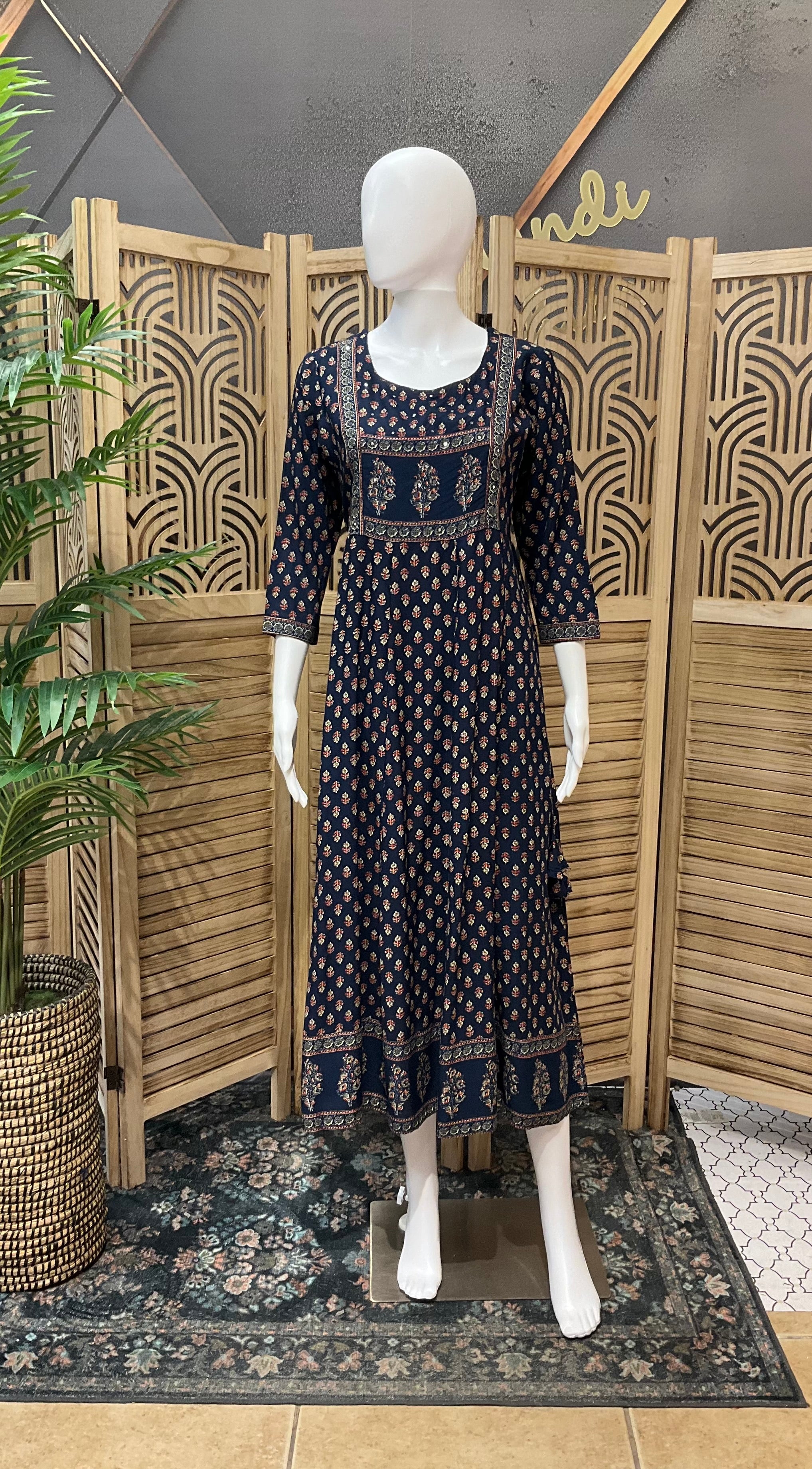 Pure Cotton - Blue long kurti