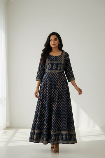 Pure Cotton - Blue long kurti