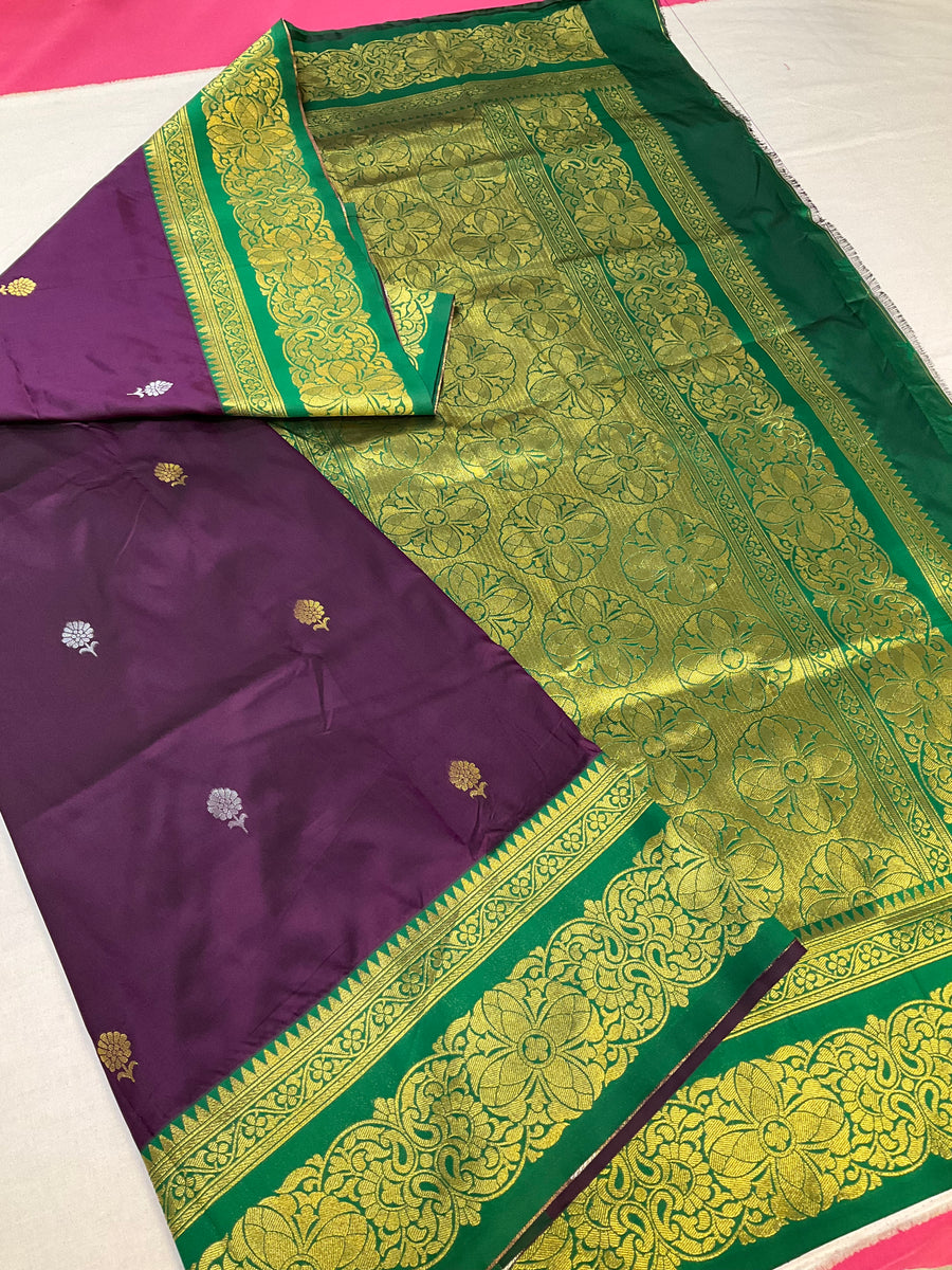 Semi Silk Kanjeevaram Purple Saree