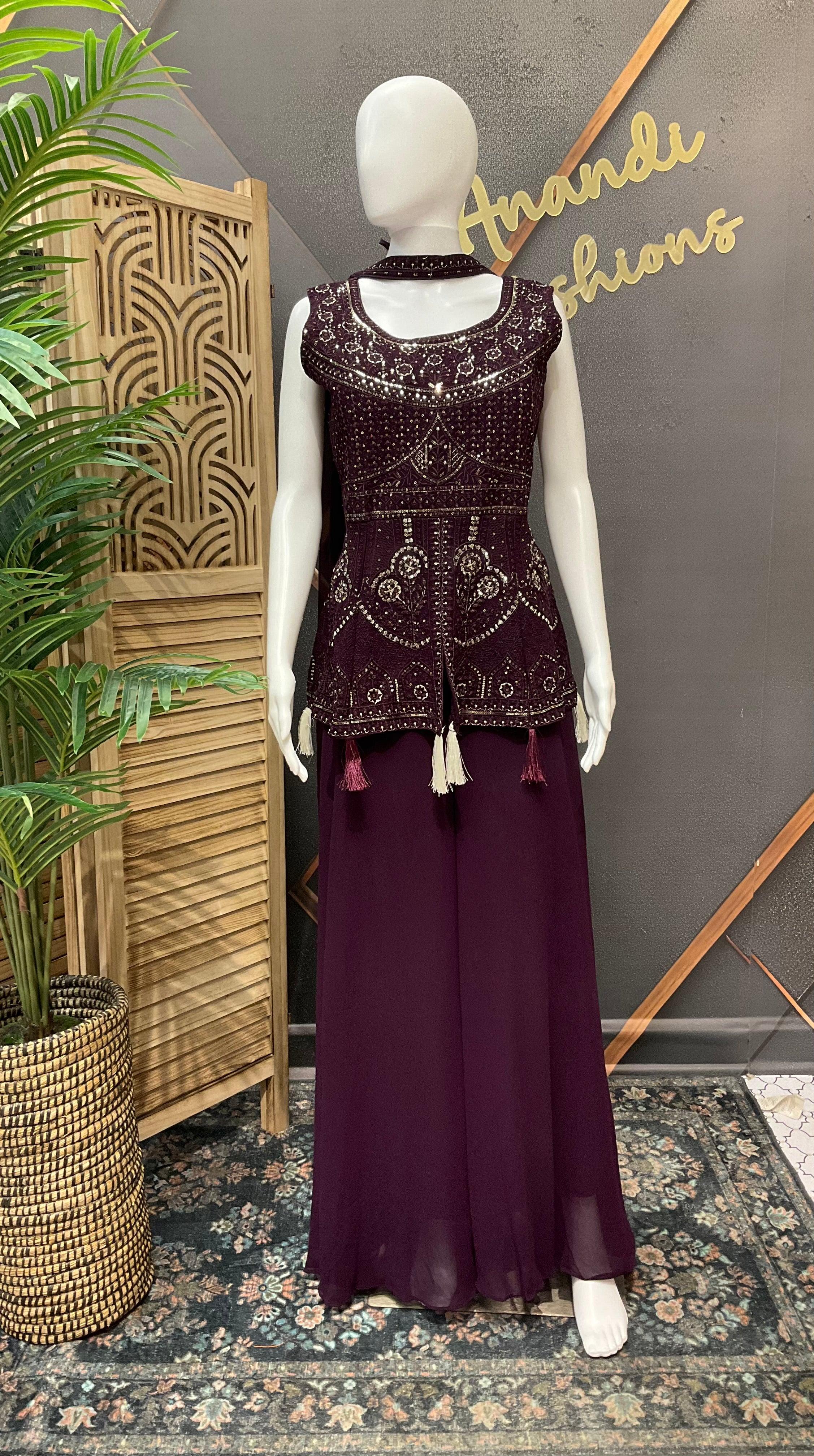 Party WearPalazzo sets - Plum Color