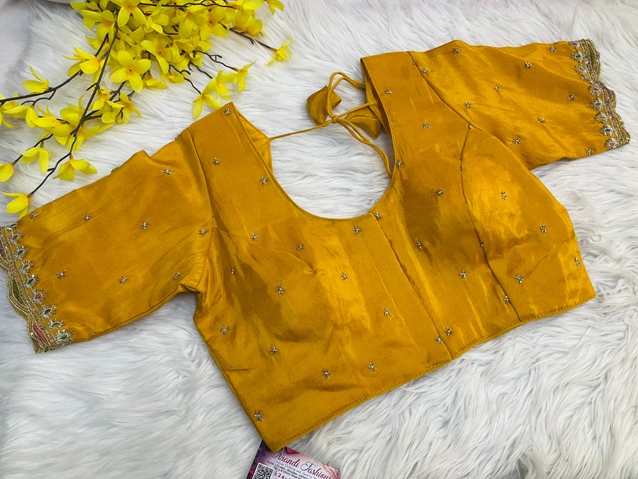 Women’s Front Opening Yellow  Tissue blouse - Women - Blouse - Anandi Fashions