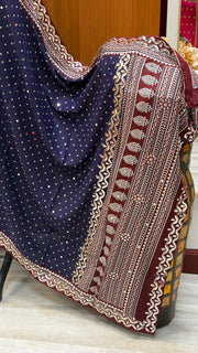 Ink Blue Pure Cotton Ajrakh Dupatta