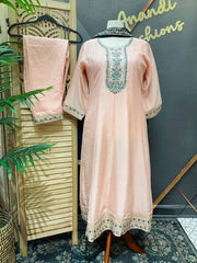 Plus Size Pastel Colors Anarkali Kurti Set