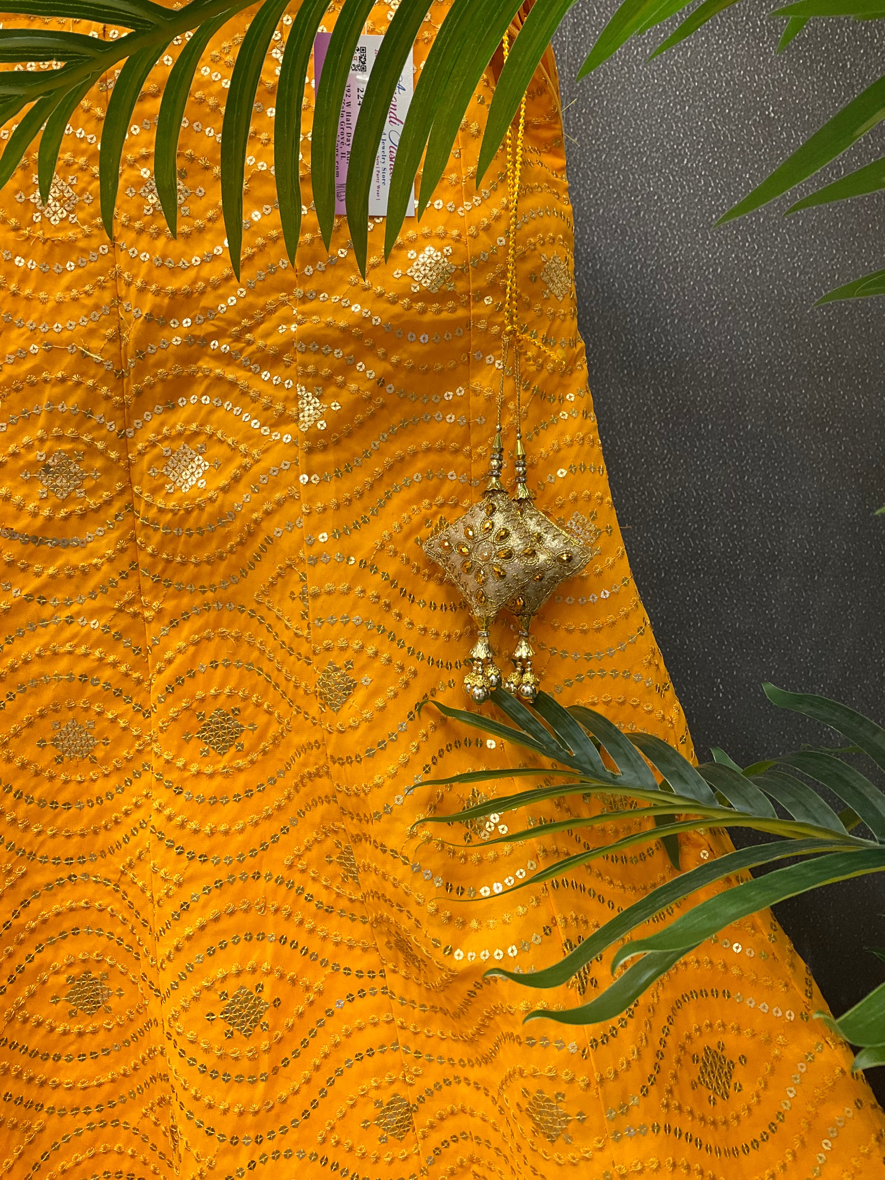 Party Wear Mango yellow lehanga/skirt