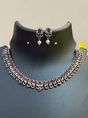 Elephant Design Pink German Silver Necklace set