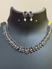 Elephant Design Blue German Silver Necklace set