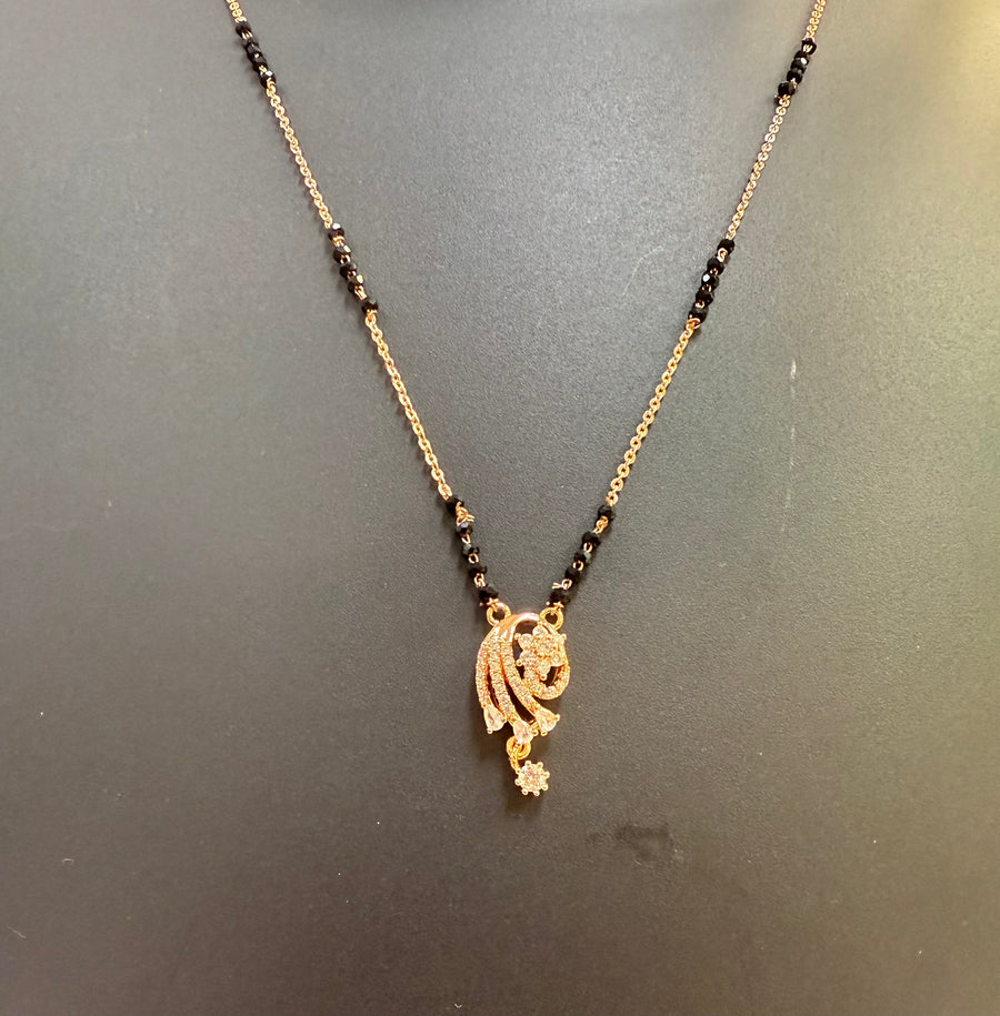 Rose Gold Black Beads Chain