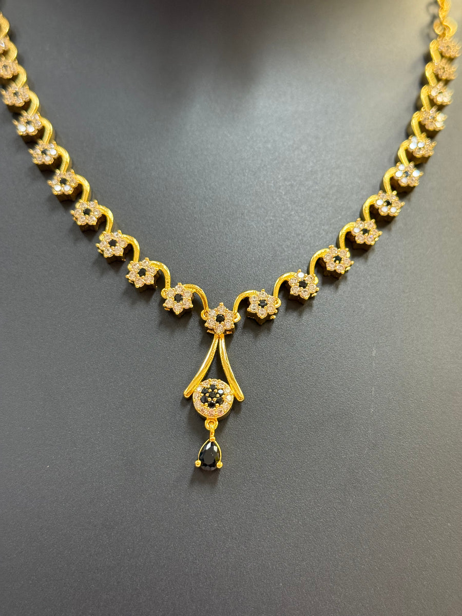 CZ Necklace set with Black Stones