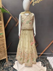Girls Gold Tissue Lehanga set