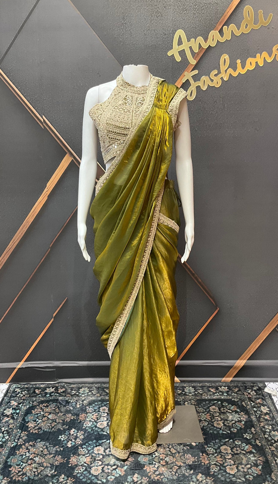 Green Ready to Wear Party wear saree