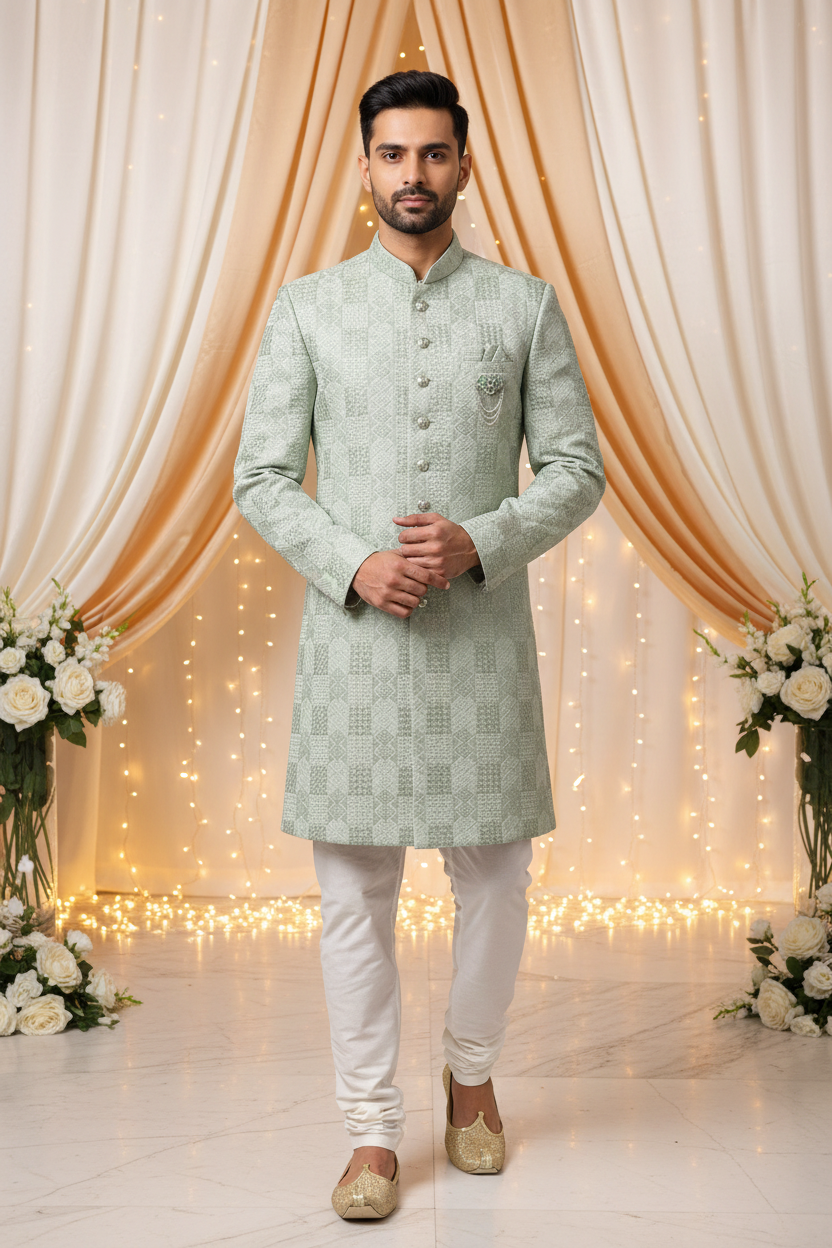 Light Grey - Mens wear Sherwani Set
