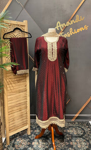 Maroon Plus size Anarkali Party wear Kurti set