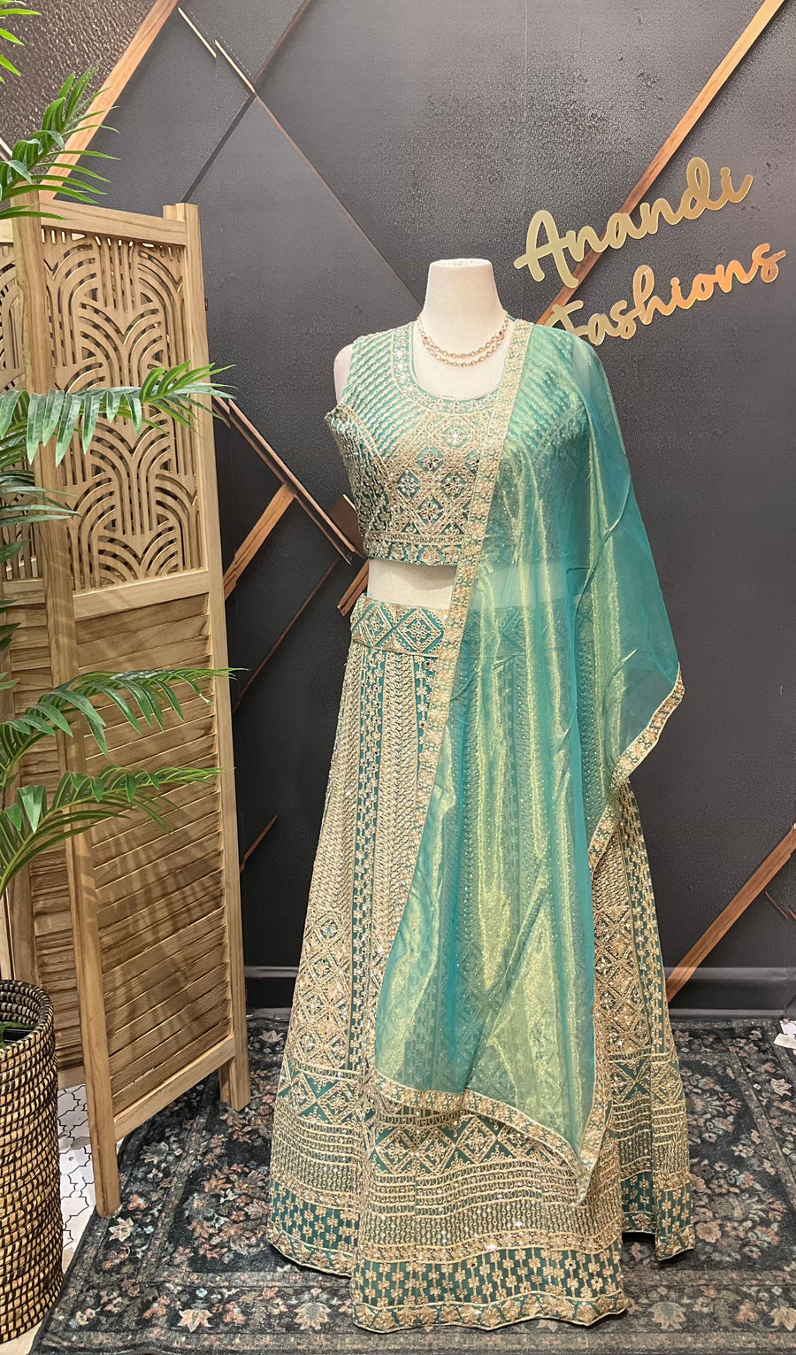 Plus size pastel Green lehanga set