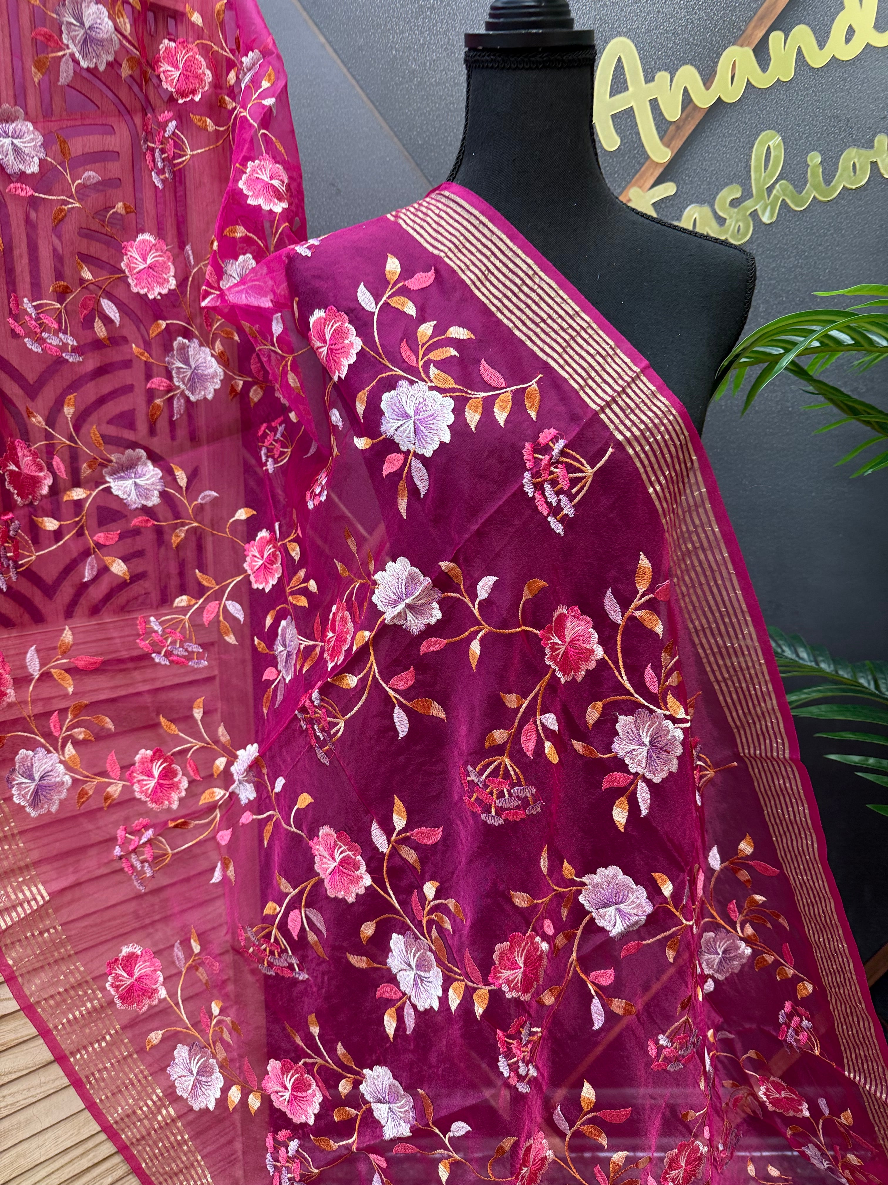 Organza Dupattas with Embroidery