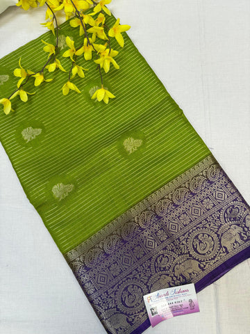 Traditional Semi Silk Saree with Kalamkari Print - Peacock Buttis