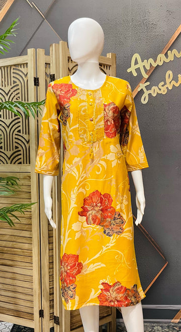 Yellow Floral Kurti