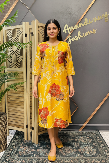 Yellow Floral Kurti