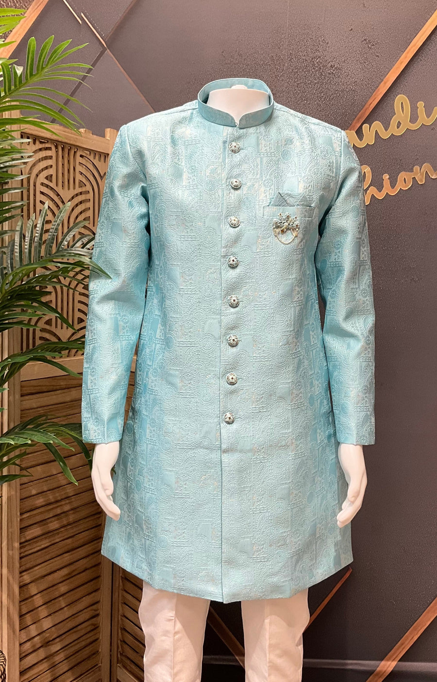 Men’s Blue Indo Western Sherwani Set