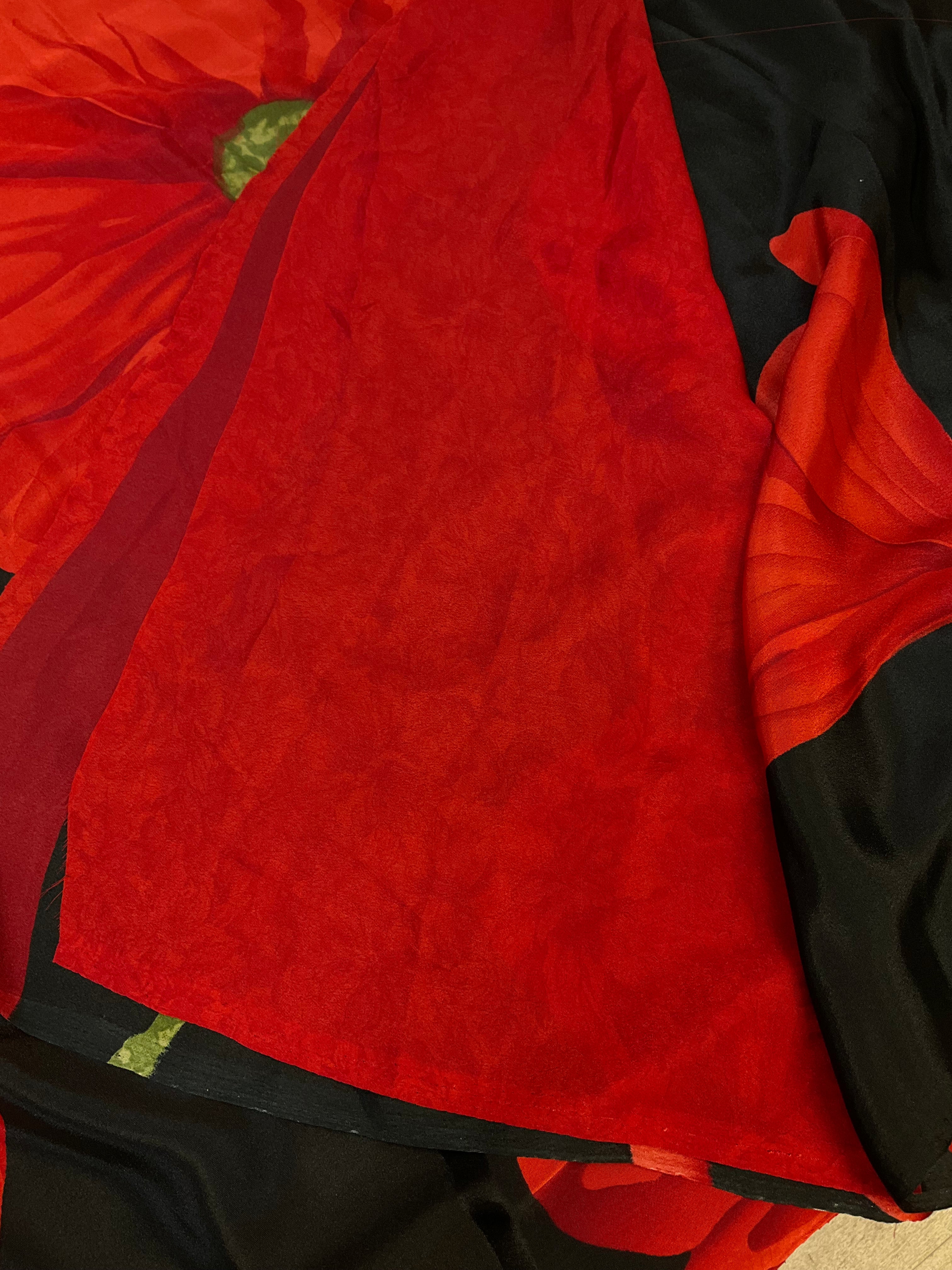 Black -Crape Silk Saree- Fall pico done