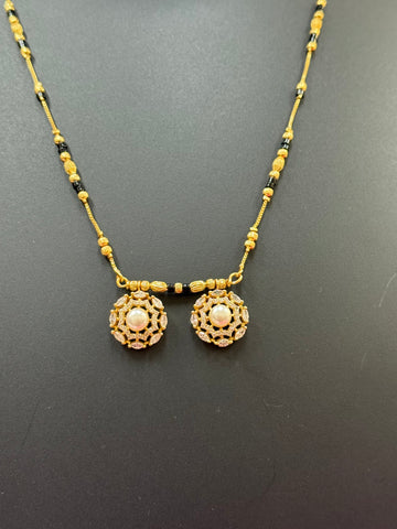 Black Beads with CZ Pendant- Design 1