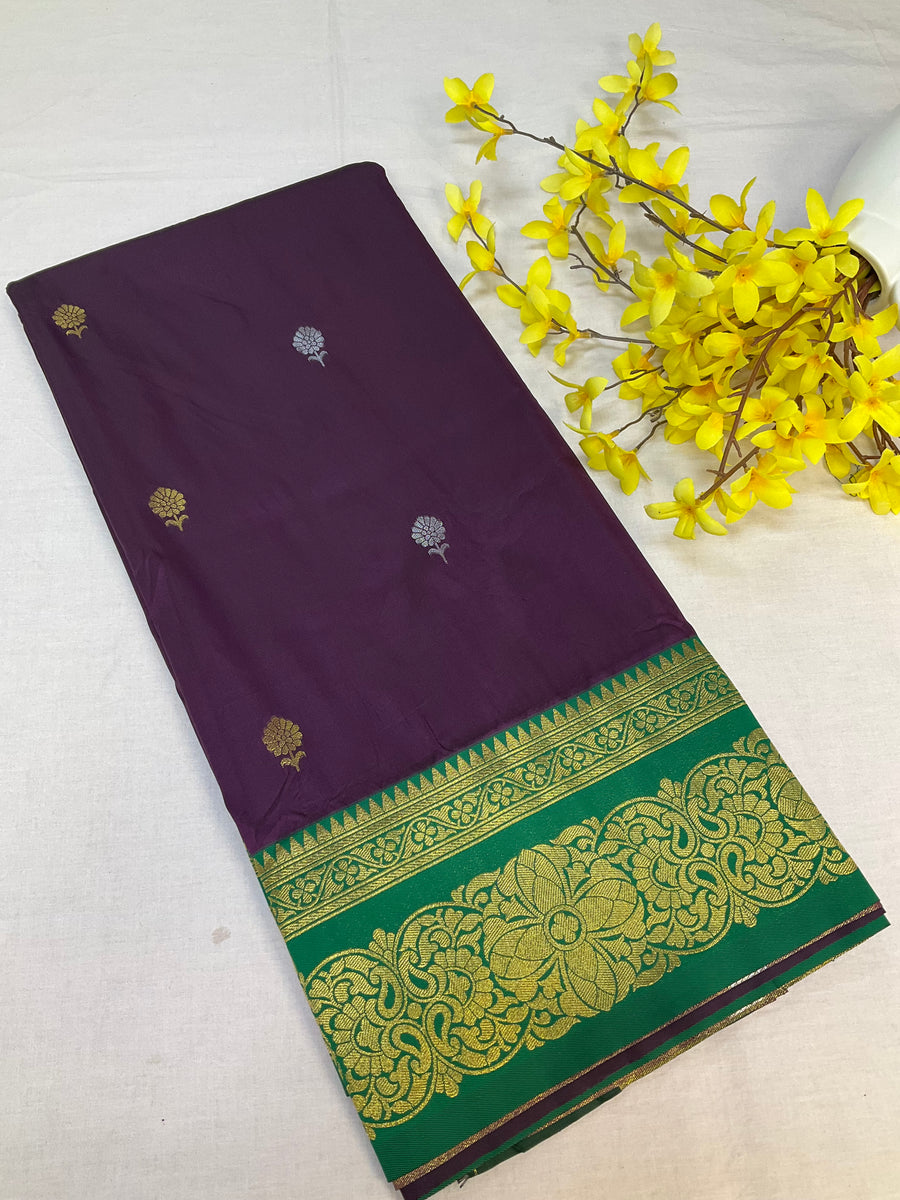 Semi Silk Kanjeevaram Purple Saree
