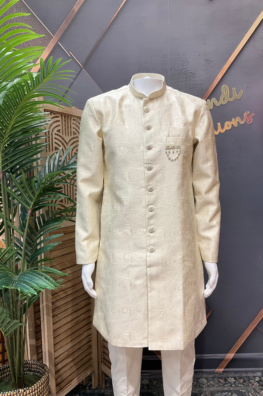 Men’s Half White Sherwani Set
