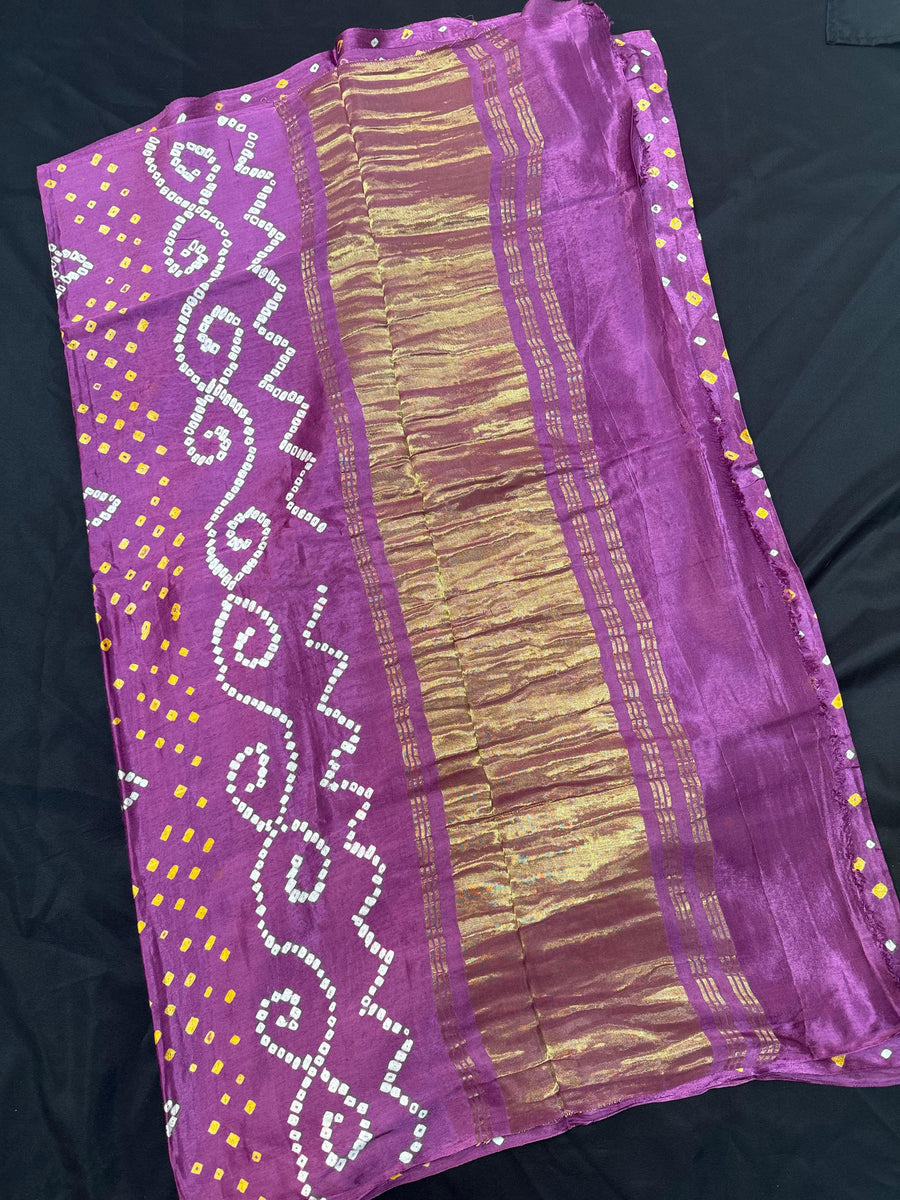 Purple Gajji Silk Bhandhini Saree