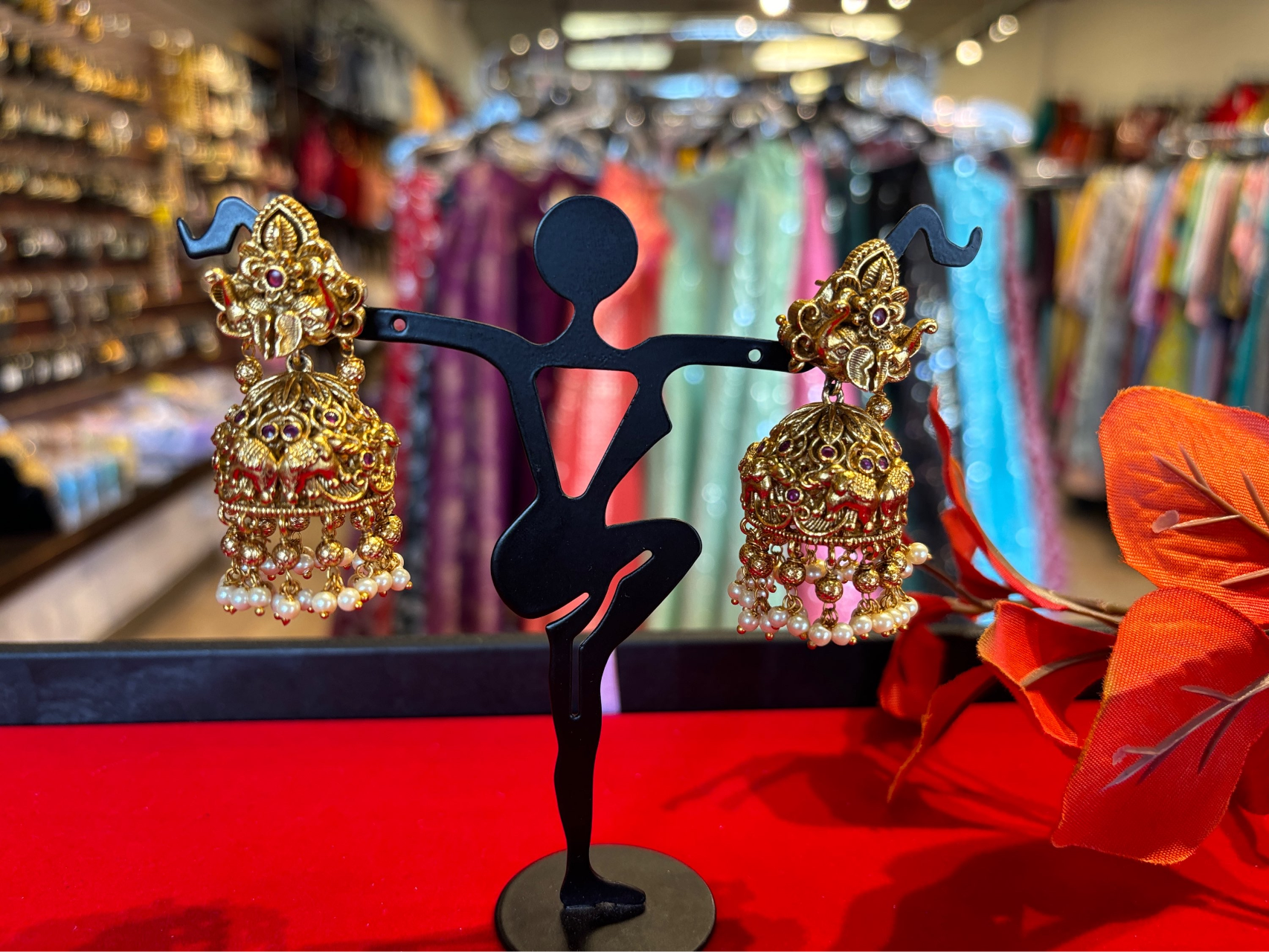 Antique Earrings - Heavy Jhumkas with Elephant Design image 2