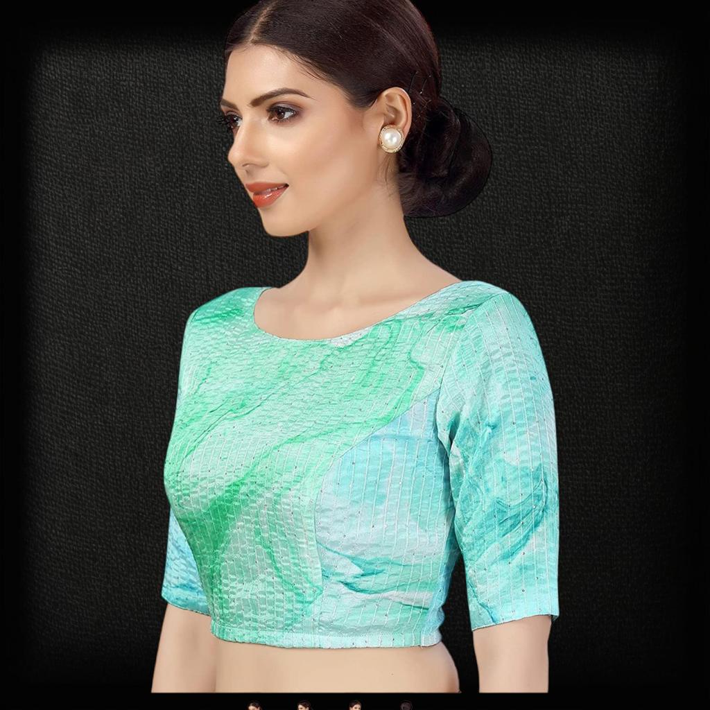 Boat Neck Greenish Blue Blouse- Size 44 image 0