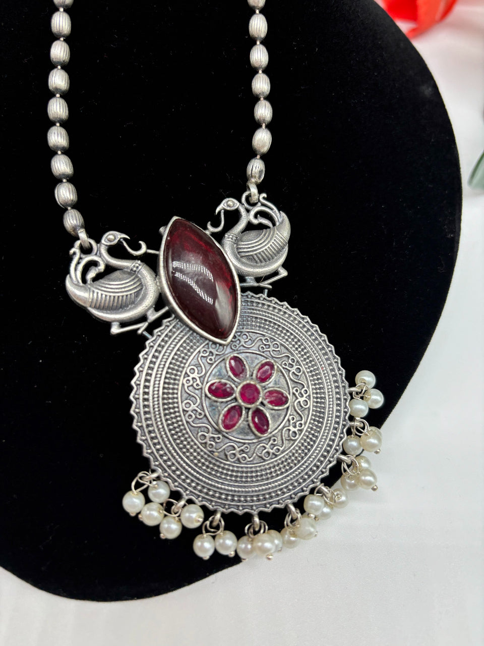 German Silver Long Chain Necklace set image 4