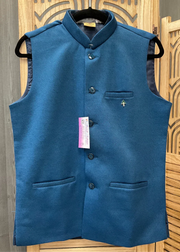 Premium Quality Blue Modi Jacket with Pockets - Ethnic Wear