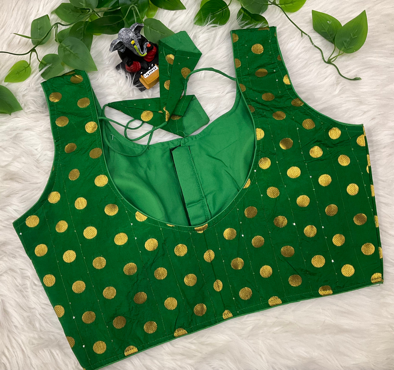 Indian Blouse - Print Sleeveless Blouse with Gold Prints image 1