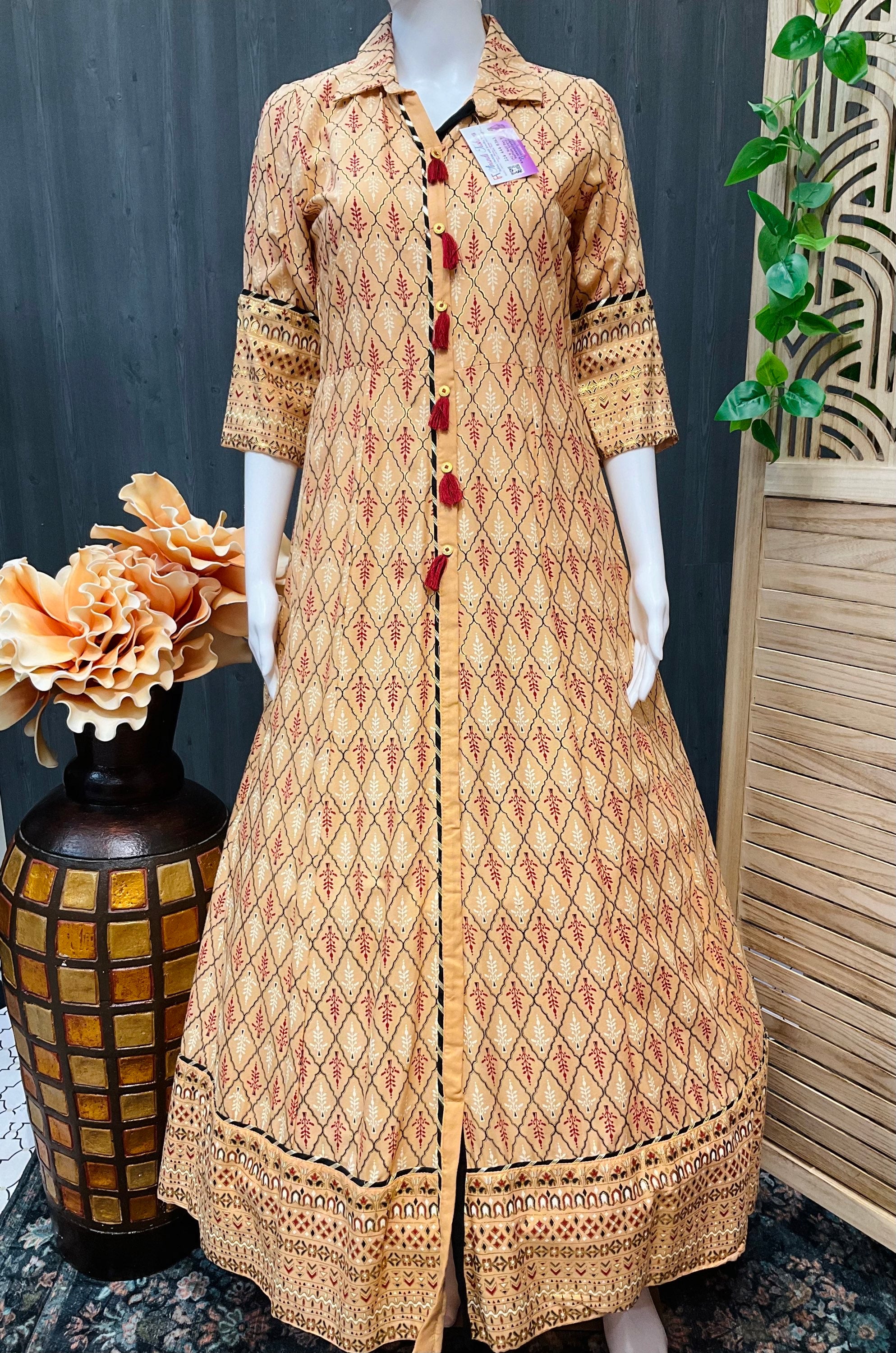 Rayon long Anarkali kurti- Size 36/US XXS image 0