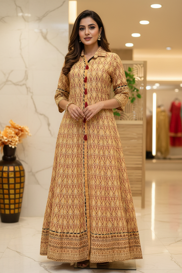 Rayon long Anarkali kurti- Size 36/US XXS