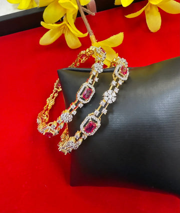Party Wear CZ Bangles- Pair(set of 2)