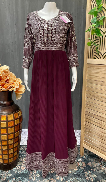 Georgette Party Wear Long Dress - Elegant Ethnic Gown