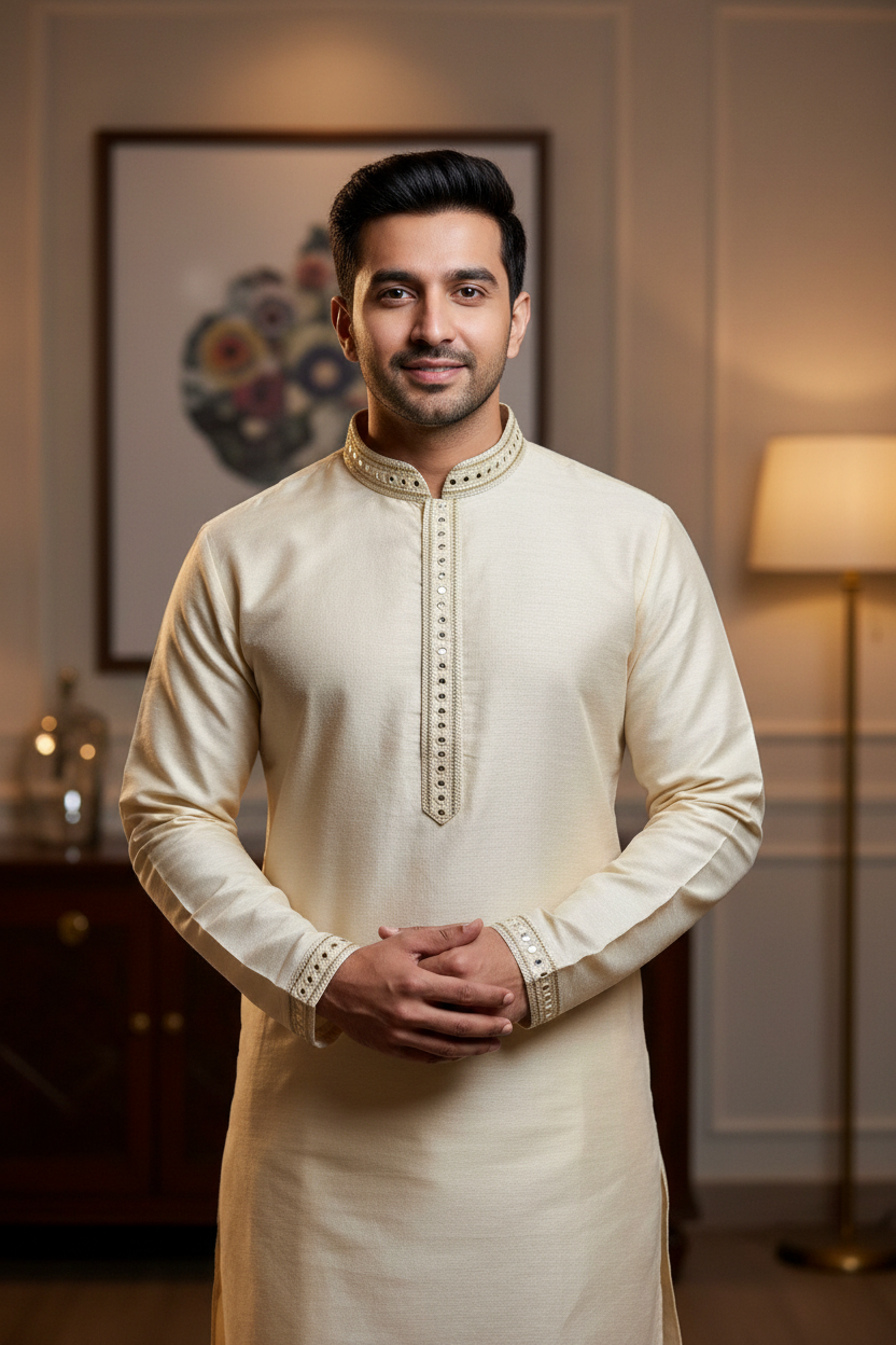 Kurta for Men - Elegant Silk Kurta Pajama Set for Men 42/46