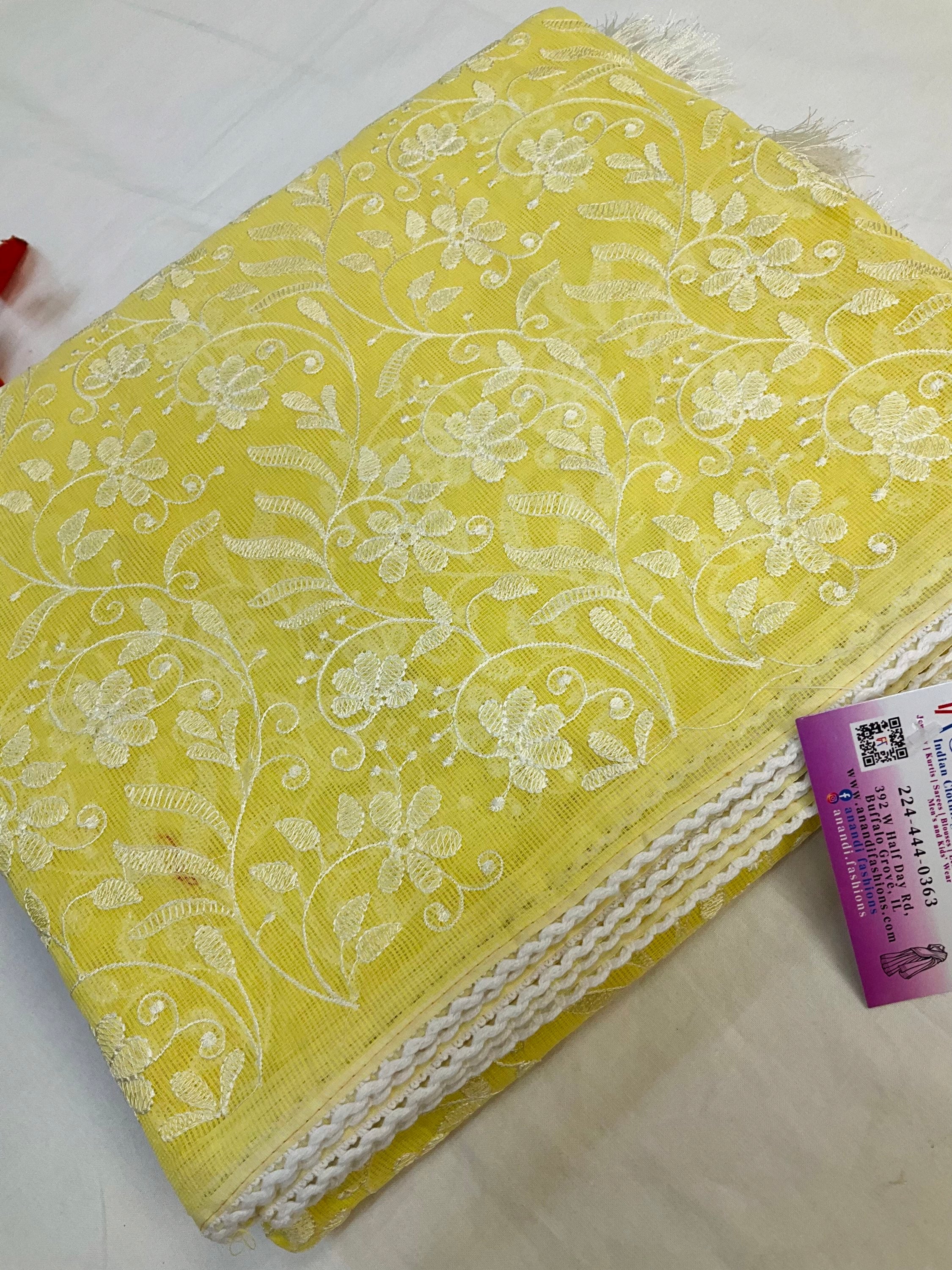 Classic Super net sarees with Full thread embroidery  image 3