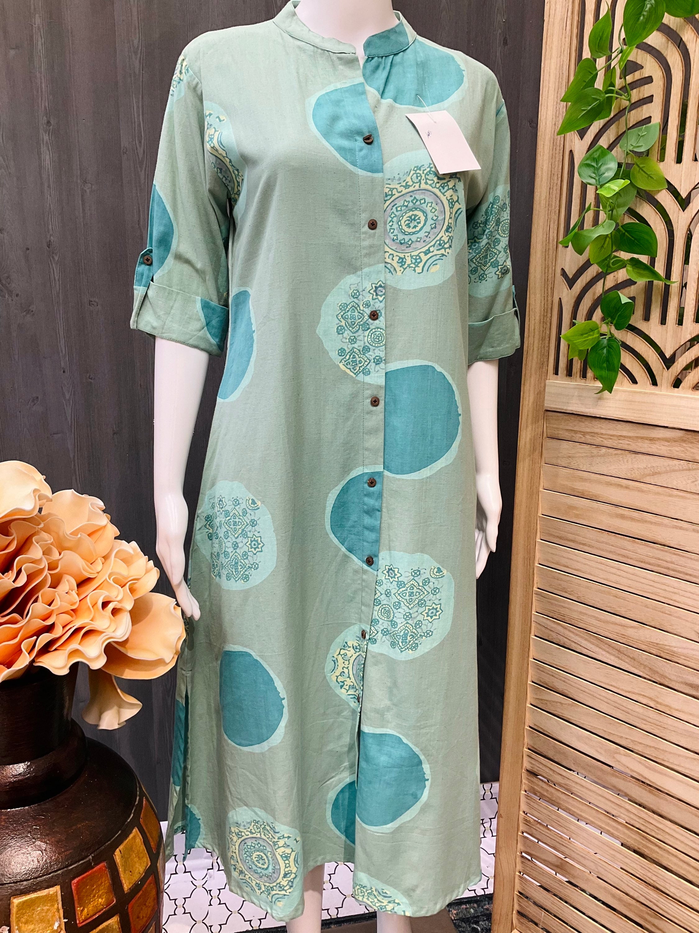 A-line High Neck cotton kurti - Size 38/US XS image 1