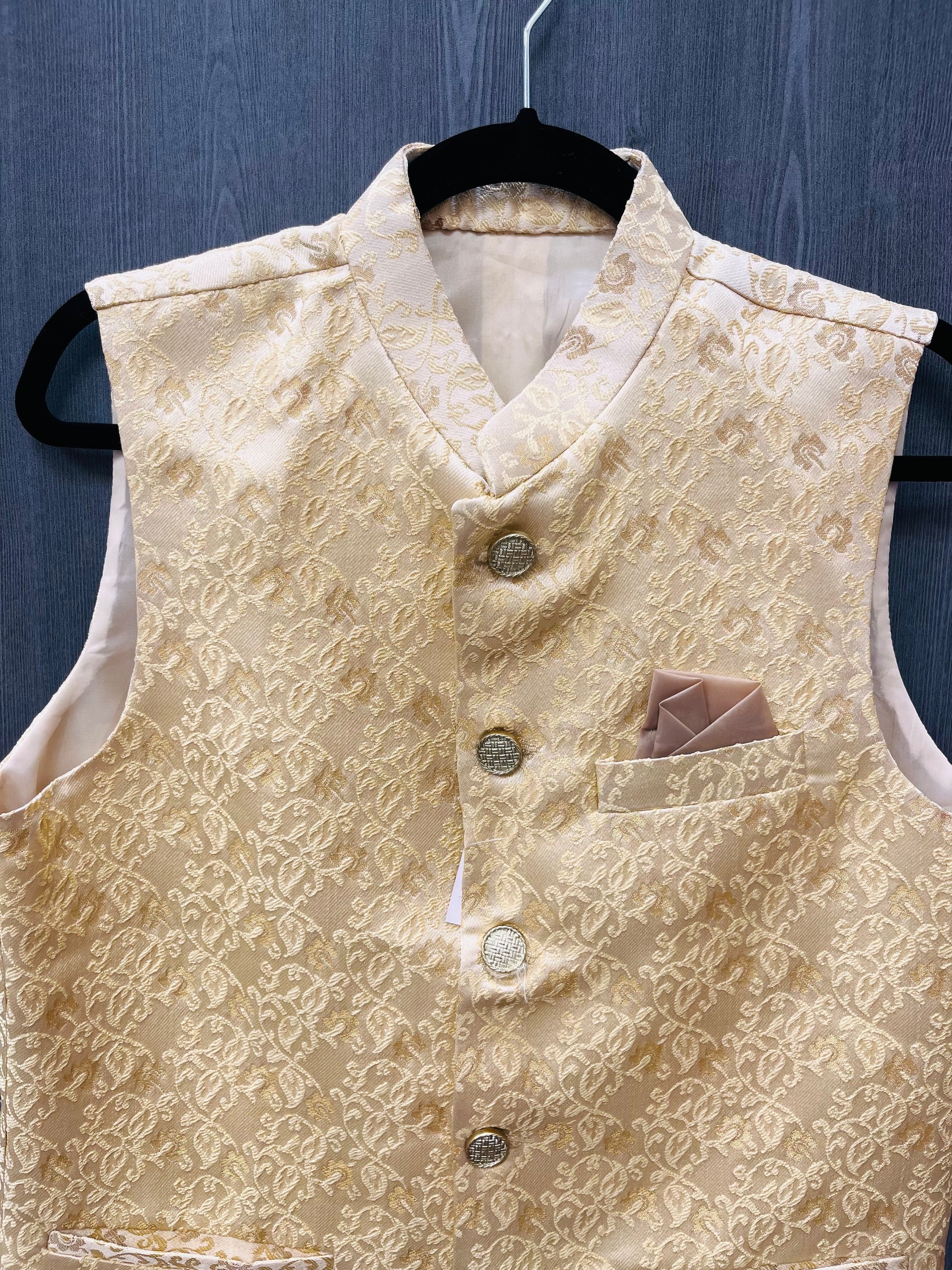Kurta Vest - Gold Color Kurta Vest with Design in size 38 image 1