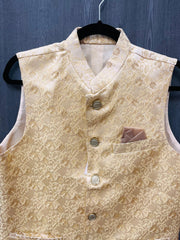 Kurta Vest - Gold Color Kurta Vest with Design in size 38