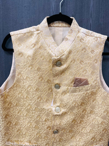 Kurta Vest - Gold Color Kurta Vest with Design in size 38