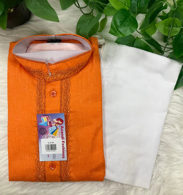 Boys Kurta - Vibrant Colorful Silk Young Boys Cotton Kurta Pajama Set