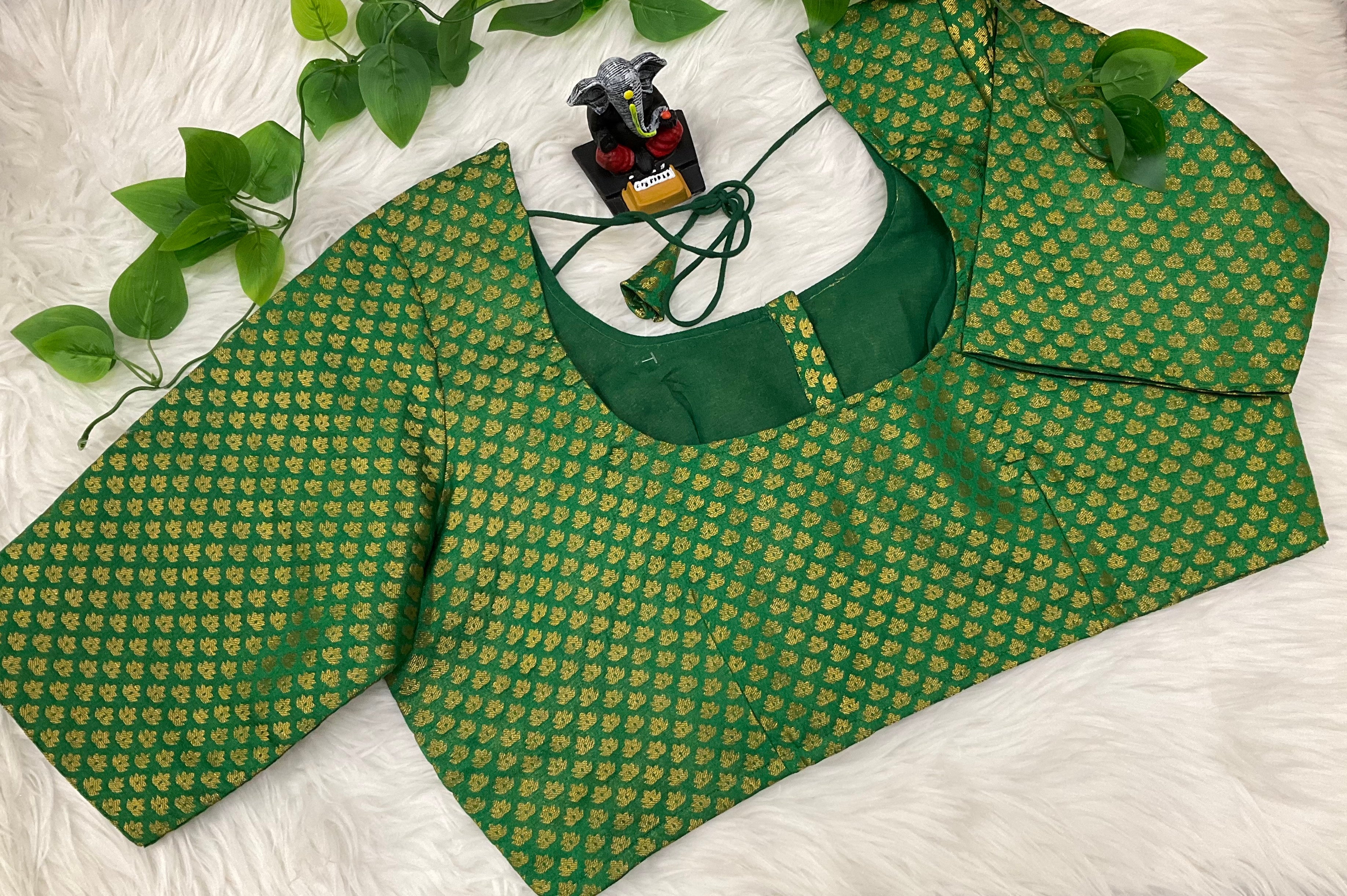 Green brocade blouse image 1