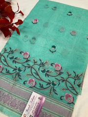 Super net saree with thread embroidery
