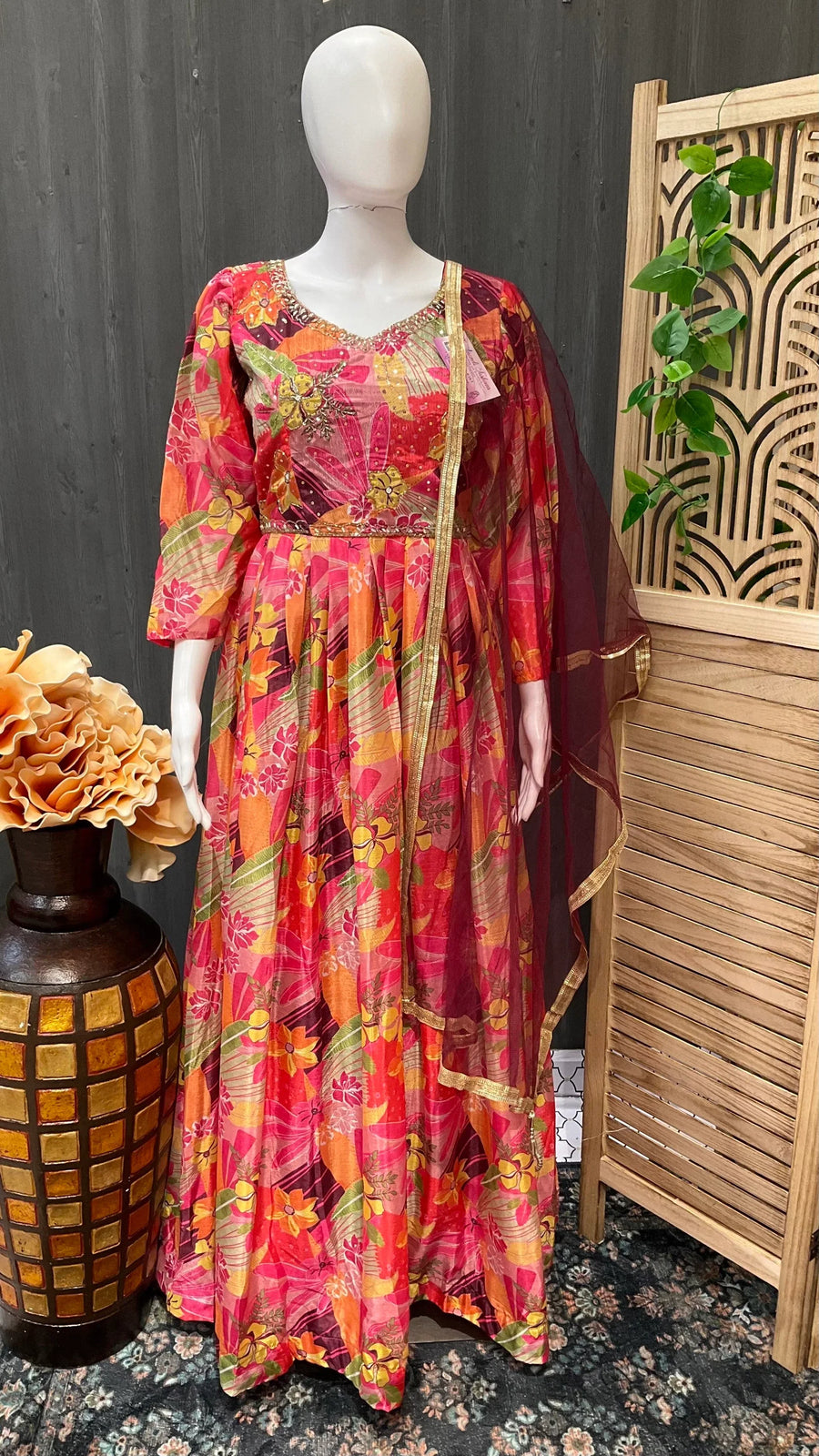 Floral Print Party Wear long dress