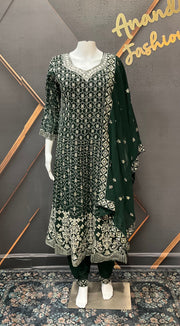 Green Georgette Anarkali Model Party Wear Kurti set