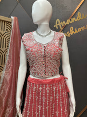 Peach Heavy Work Party wear Lehenga set
